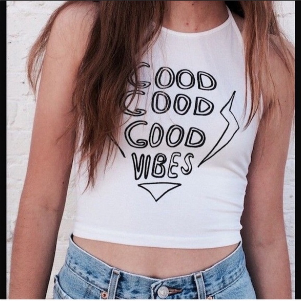 Brandy Melville “Good Vibes” Crop Top
